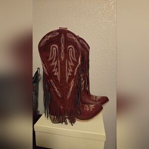 Red Fringe Cowgirl Boots